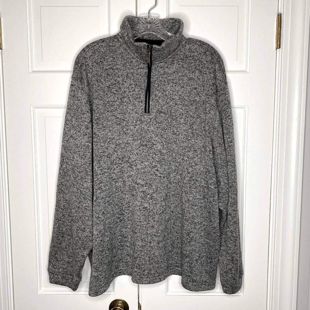 Haggar Men’s Mock Neck Pullover Sweater 1/4 Zip Long Sleeve Gray Size XXL